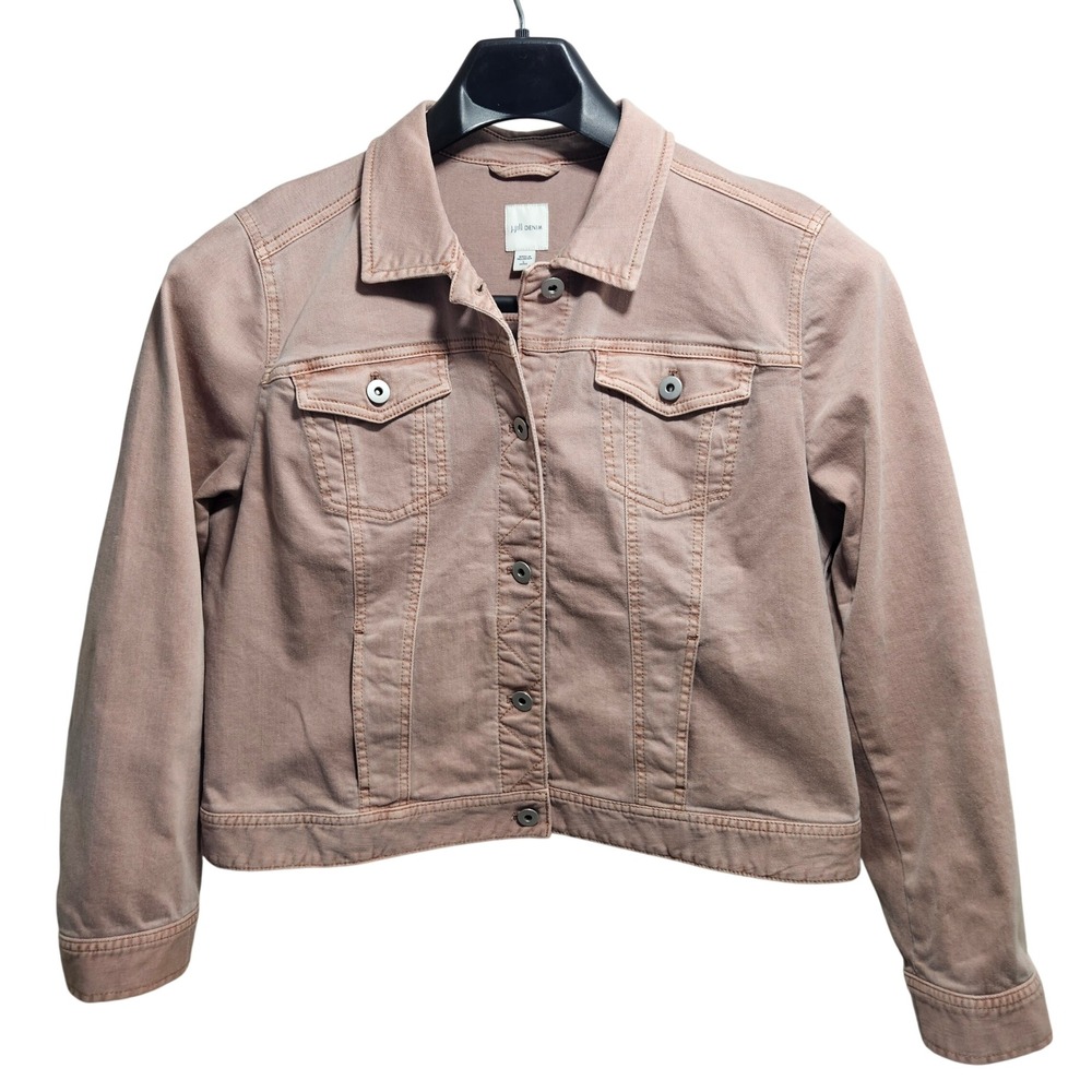 J. Jill Denim Jacket Women Large Petite Mauve Pink Cotton Stretch WJT192312